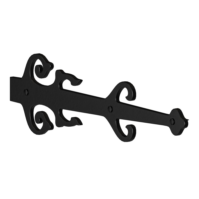 Black Wrought Iron Garage Door Decorative Hardware Poseidon Trident Design 12 in Rust Resistant Dummy Strap Hinge with Mounting Hardware - Image 10