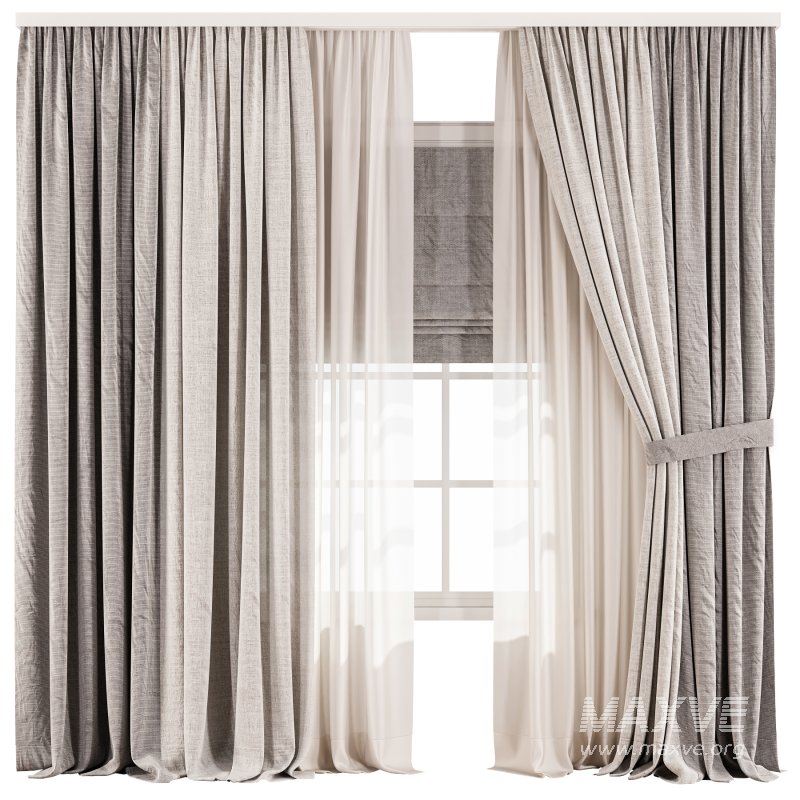Soft Linen & Sheer Drapes with Roman Blind - Image 1