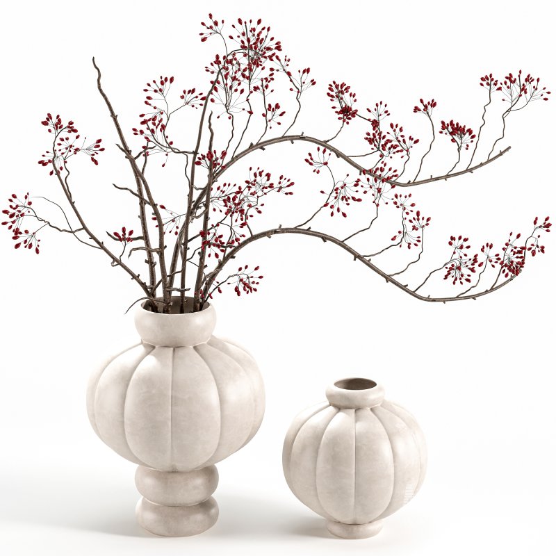 Red Berry Branches in LOUISE ROE Balloon Vases - Image 2
