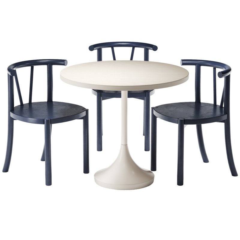 Crate & Barrel Emme Whitewashed Round Table and Classic Chair for Kids - Image 6