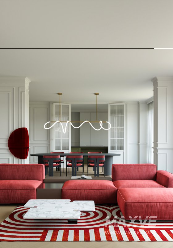 red living room dining room - Image 5