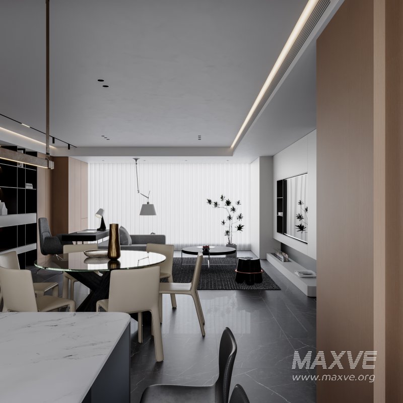 Modern living room dining room kitchen - Image 8