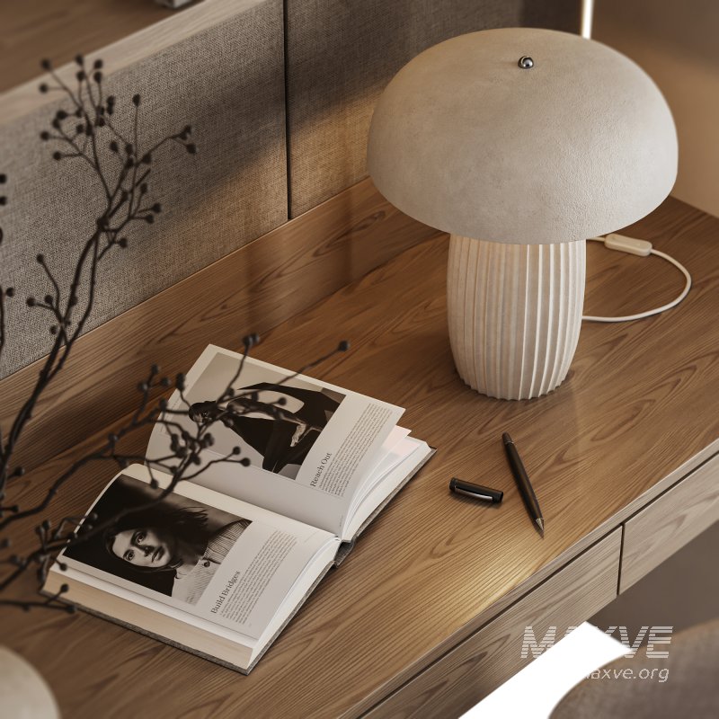 Curved Wall Minimalist Study Scandinavian Workspace Setup - Image 2