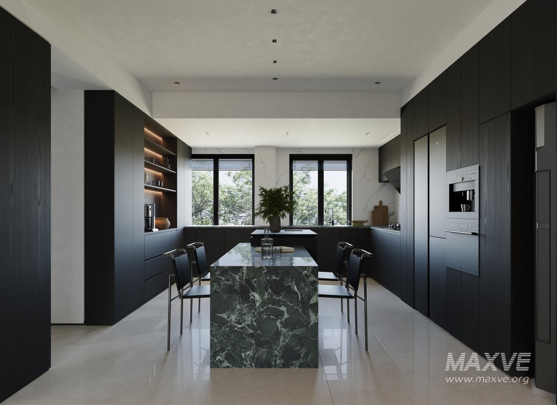 Modern living room dining room kitchen - Image 1