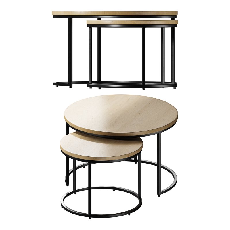 Set of 2 oak nesting coffee tables - Image 4