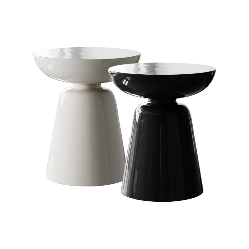 Modern Side Table – Black – White – Glossy Surface - Image 1