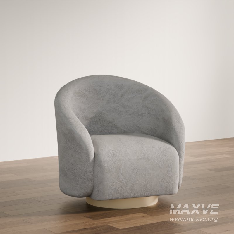 Contemporary Curved Fabric Armchair - Image 3