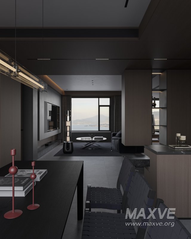 Modern dark living room dining room - Image 5