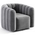 FITZ CHANNELED BLACK BOUCLE SWIVEL CHAIR - Thumbnail 2