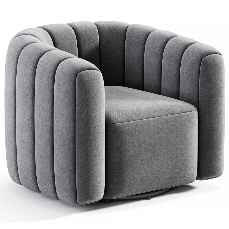 FITZ CHANNELED BLACK BOUCLE SWIVEL CHAIR - Image 2