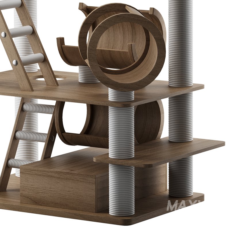 Wooden Cat Litter Box Frame with Integrated Luxury Play Area - Image 12