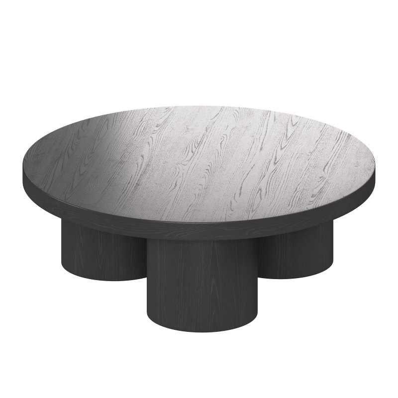 Damian Wooden Round Coffee Table – Black - Image 5