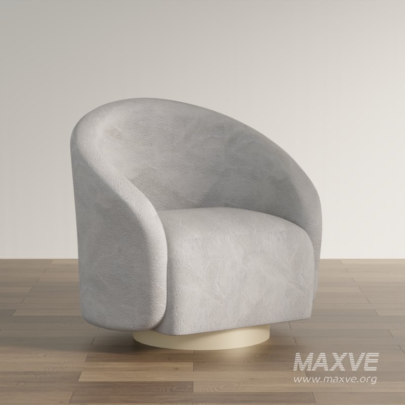 Contemporary Curved Fabric Armchair - Image 2