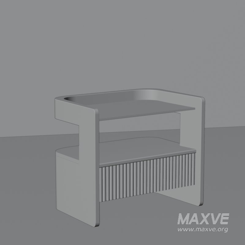 Contemporary Wooden Side Table with Slatted Shelf - Image 2