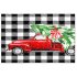 Christmas Truck Xmas Tree Black White Plaid Runner Washable Rug - Thumbnail 2