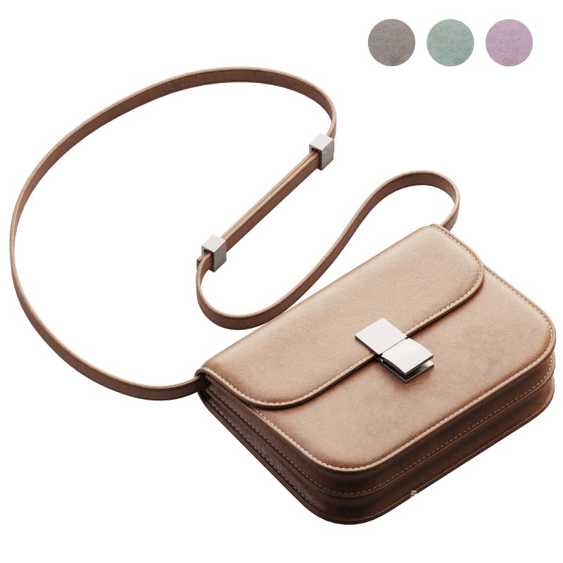 Brown Flap Genuine Leather Square Shoulder Message Bag - Image 1