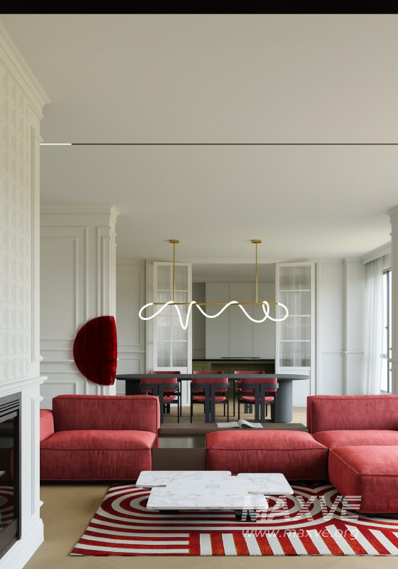 red living room dining room - Image 13