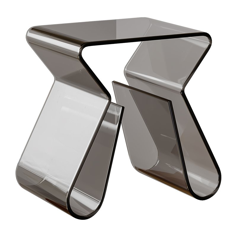 Acrylic Curve Edge Side Table – Minimalist - Image 4