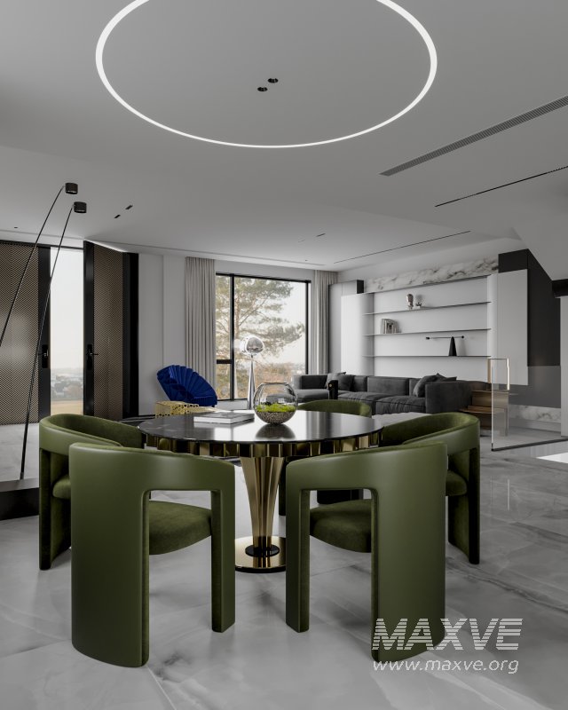 Modern living room dining room kitchen - Image 9