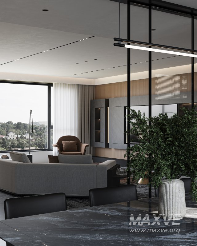 Modern living room dining room kitchen - Image 3