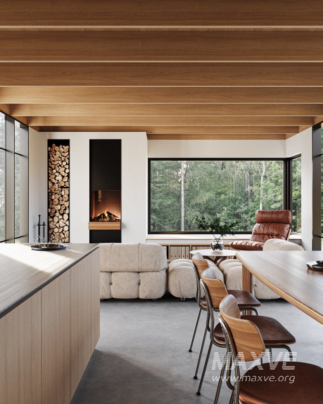 Modern living room dining room kitchen - Image 4