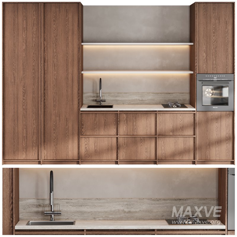 Japandi Kitchen Set Minimal Wooden Design - Image 1