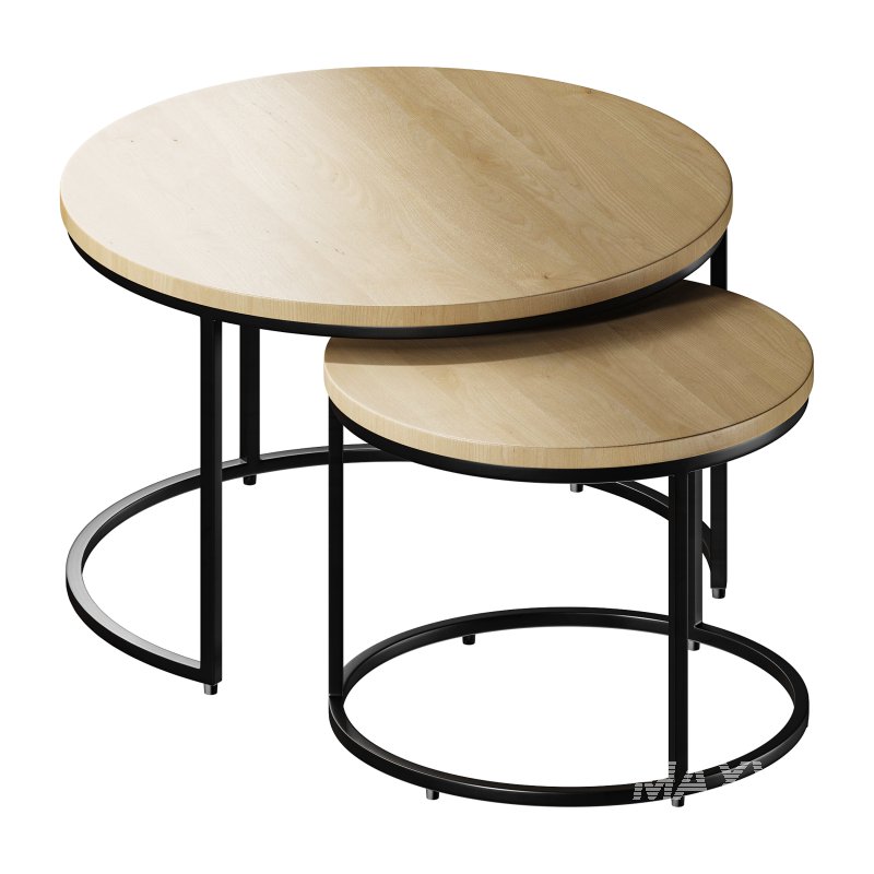 Set of 2 oak nesting coffee tables - Image 2