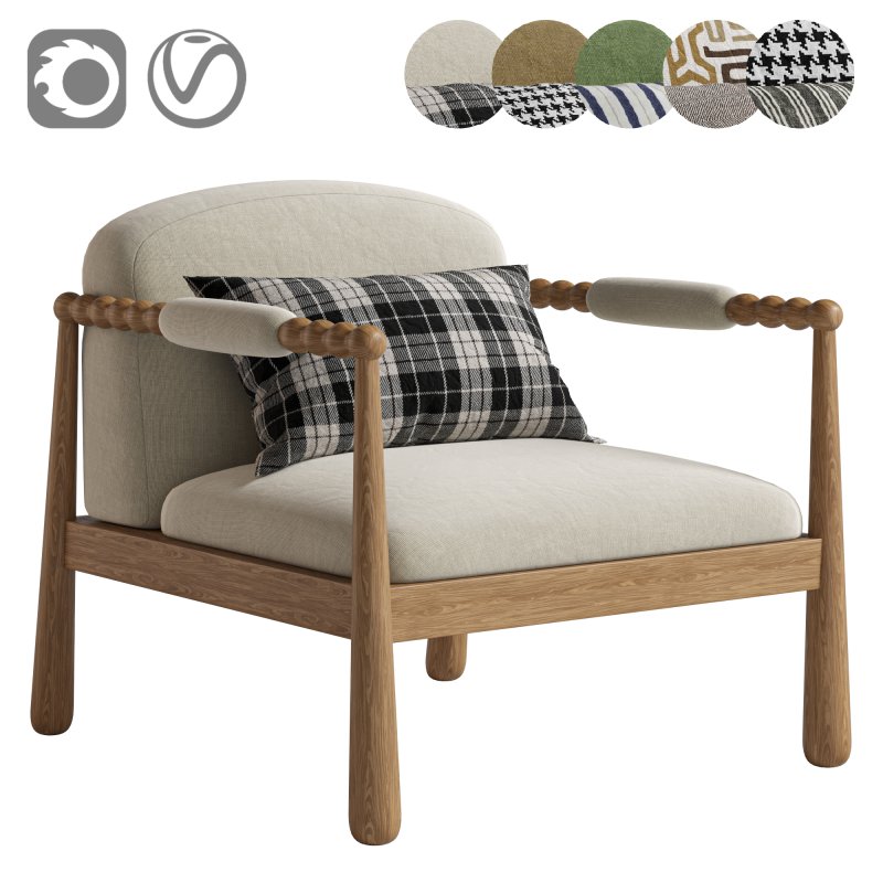 Pippa Leora Block Print Accent Chair - Image 1