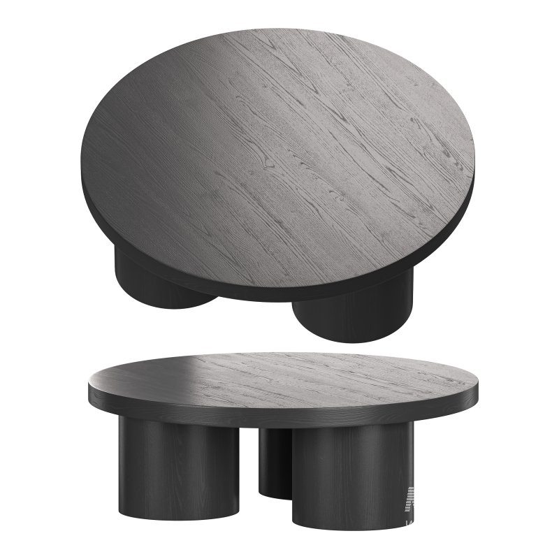Damian Wooden Round Coffee Table – Black - Image 8