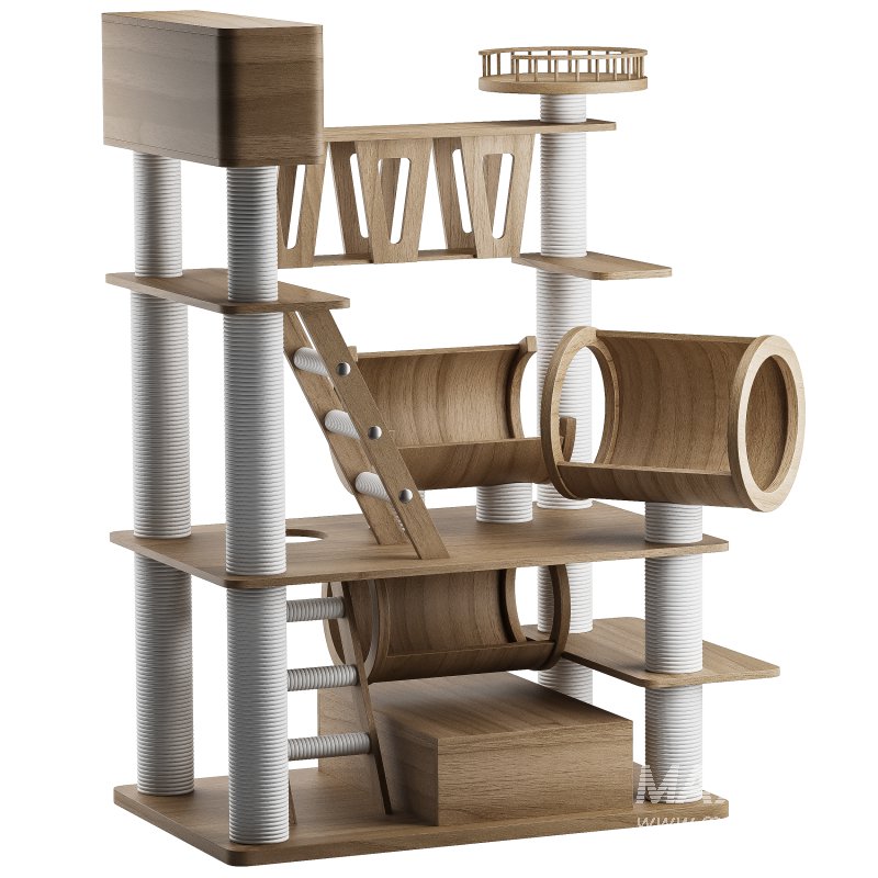 Wooden Cat Litter Box Frame with Integrated Luxury Play Area - Image 6