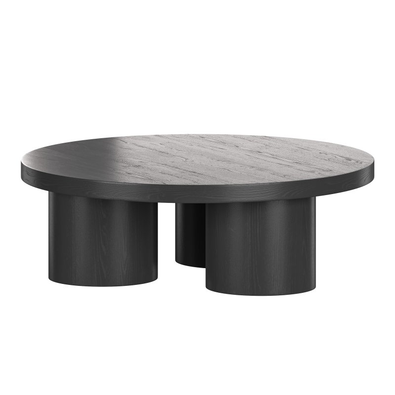 Damian Wooden Round Coffee Table – Black - Image 2