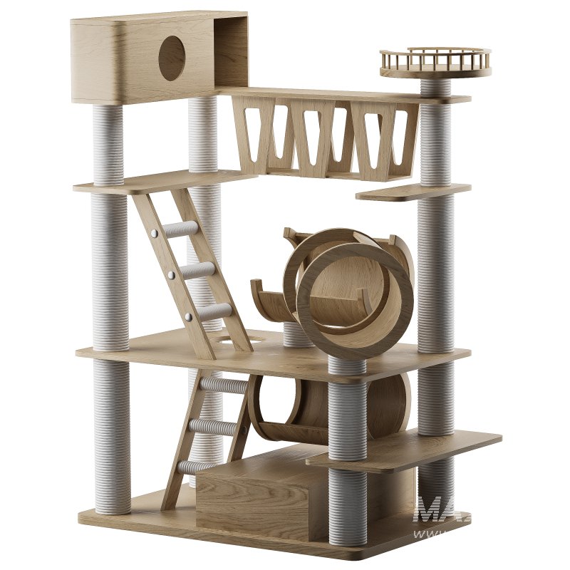 Wooden Cat Litter Box Frame with Integrated Luxury Play Area - Image 3