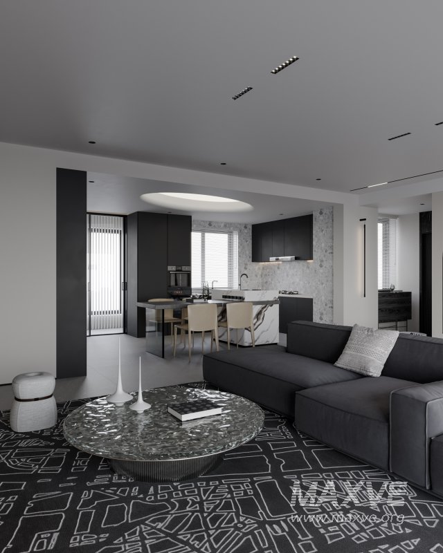 Modern living room dining room kitchen - Image 9