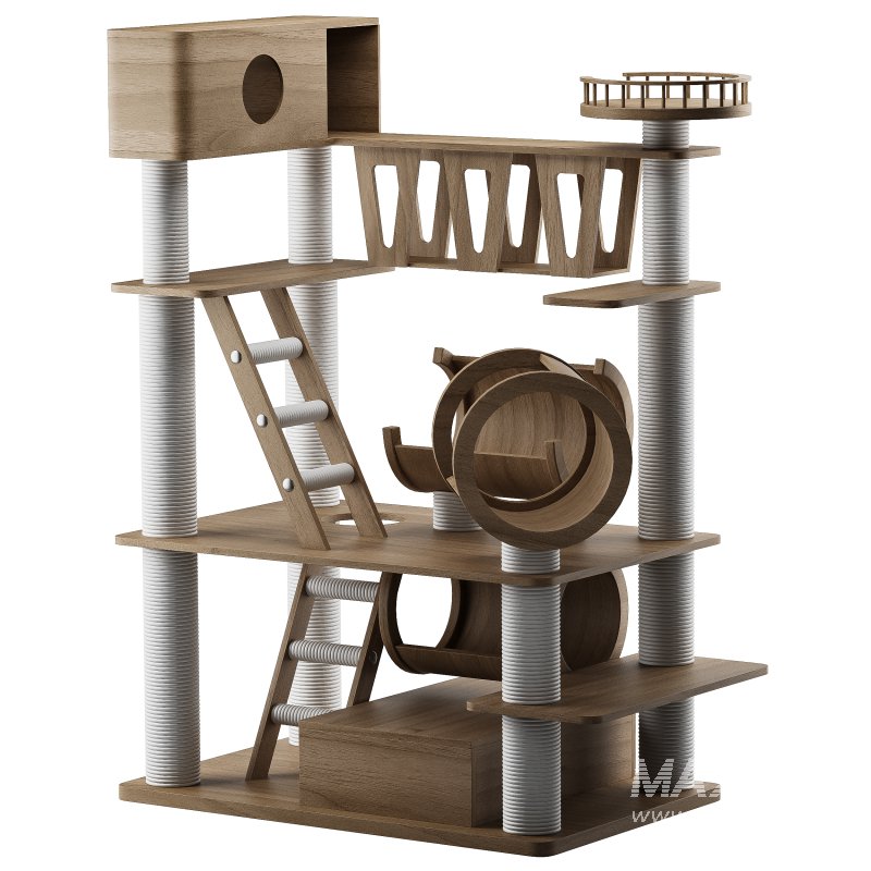 Wooden Cat Litter Box Frame with Integrated Luxury Play Area - Image 5