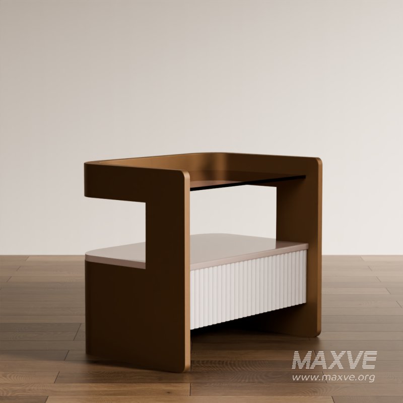 Contemporary Wooden Side Table with Slatted Shelf - Image 4
