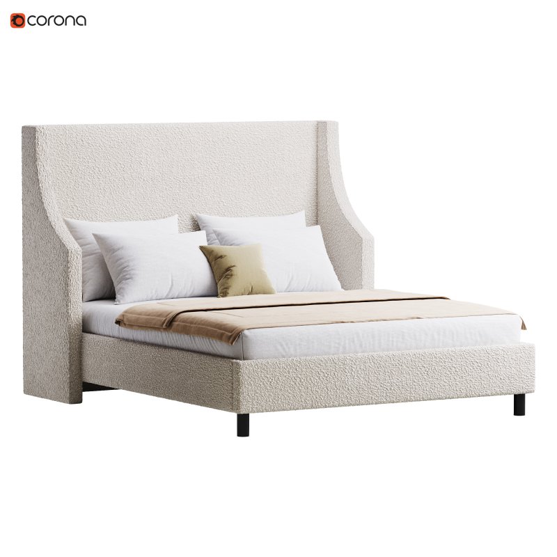 Davis Wingback Sand Velvet bed - Image 5