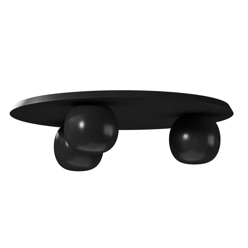 Maxine Elm Ball Coffee Table – Full Black - Image 4