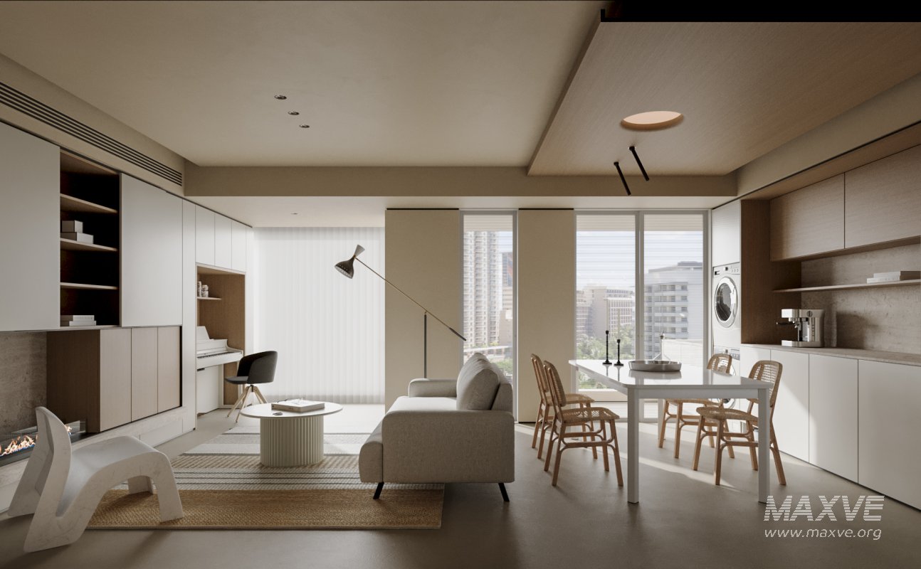 Modern living room dining room kitchen - Image 1