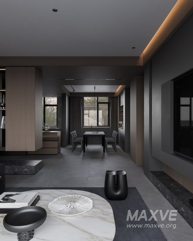 Modern dark living room dining room - Image 9