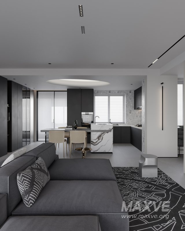 Modern living room dining room kitchen - Image 5