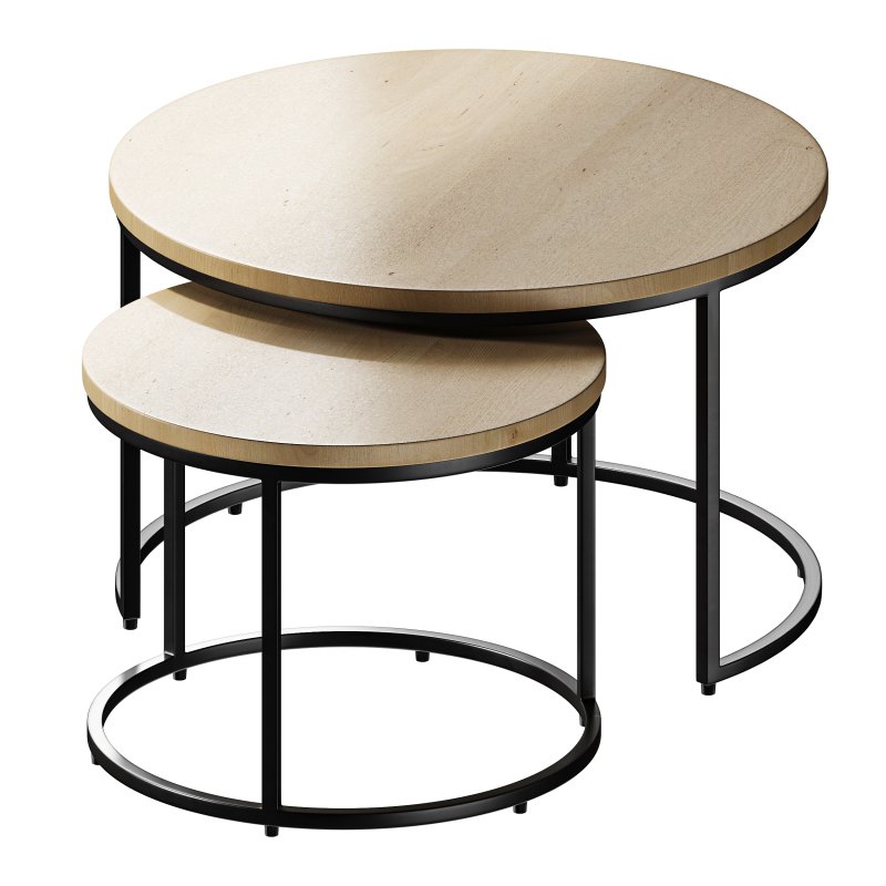 Set of 2 oak nesting coffee tables - Image 3