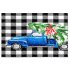 Christmas Truck Xmas Tree Black White Plaid Runner Washable Rug - Thumbnail 1