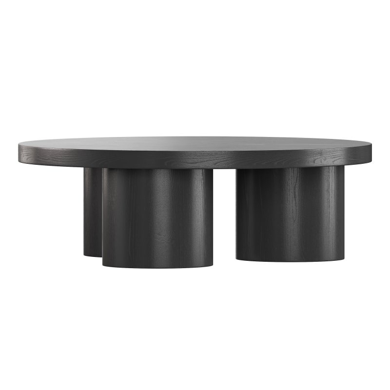 Damian Wooden Round Coffee Table – Black - Image 4