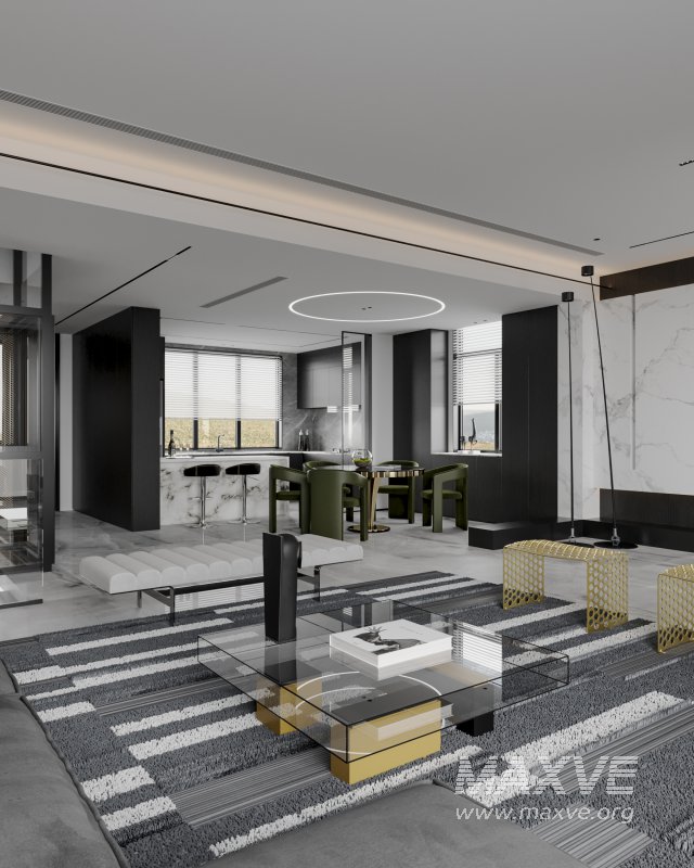 Modern living room dining room kitchen - Image 6