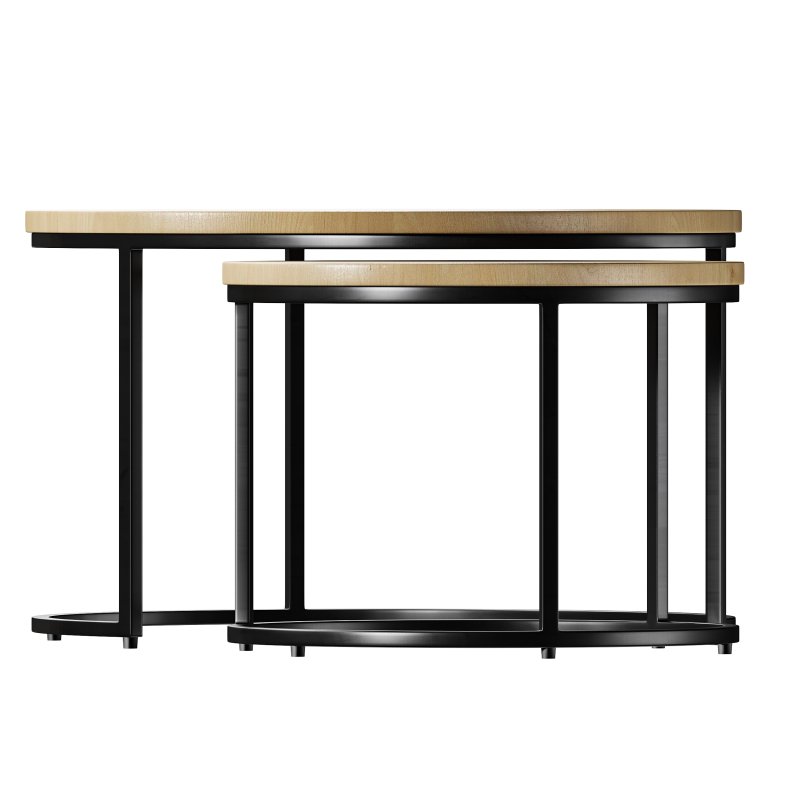 Set of 2 oak nesting coffee tables - Image 7