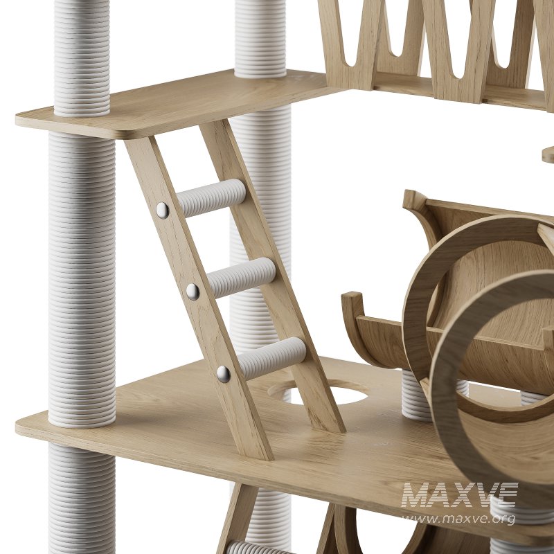 Wooden Cat Litter Box Frame with Integrated Luxury Play Area - Image 11