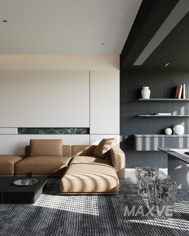 Modern living room dining room kitchen - Image 4