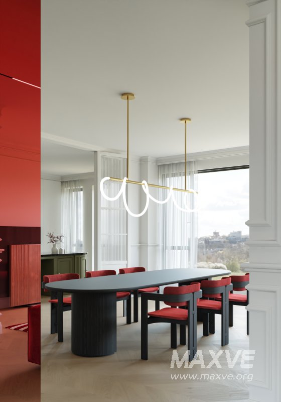 red living room dining room - Image 7