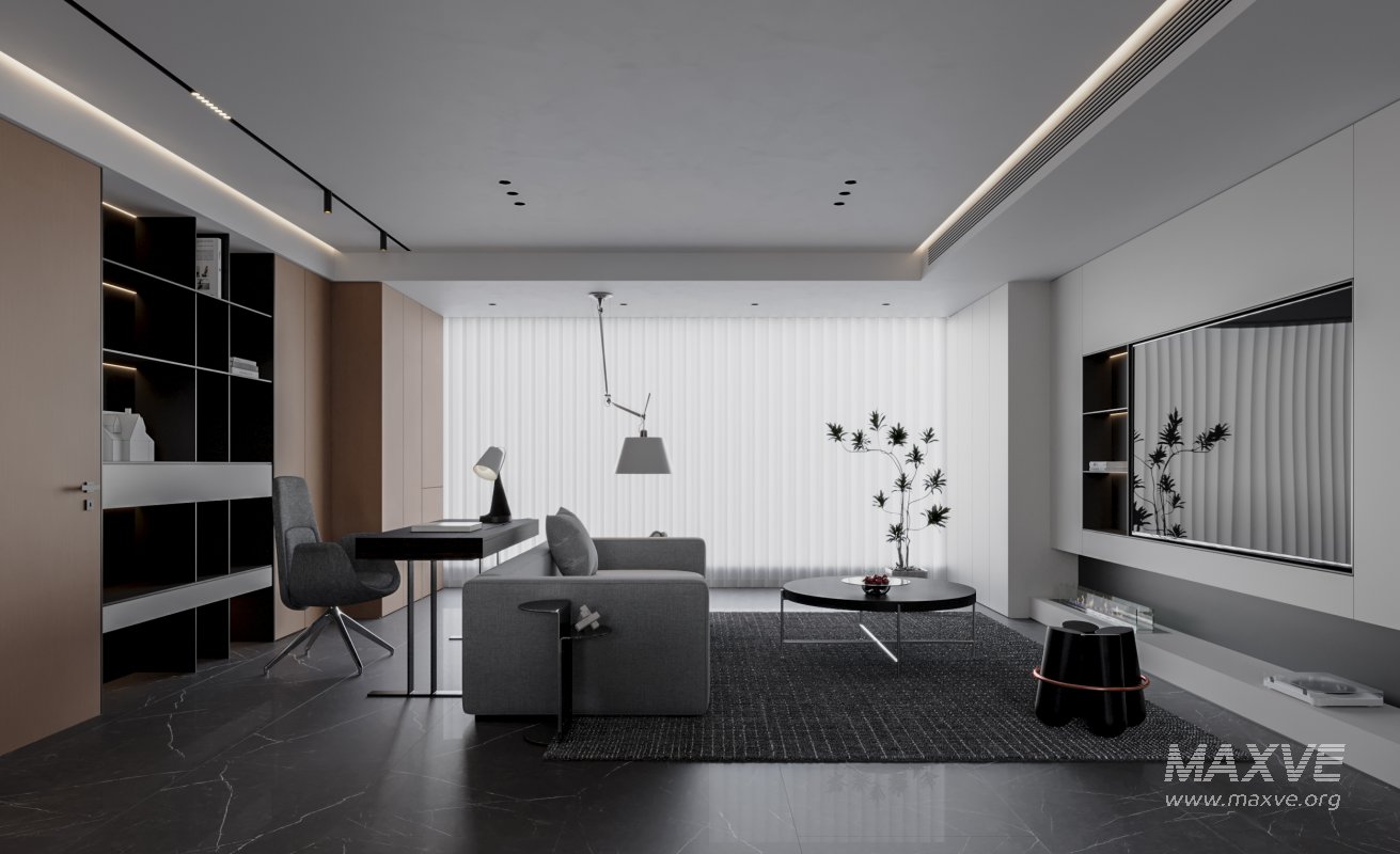 Modern living room dining room kitchen - Image 1