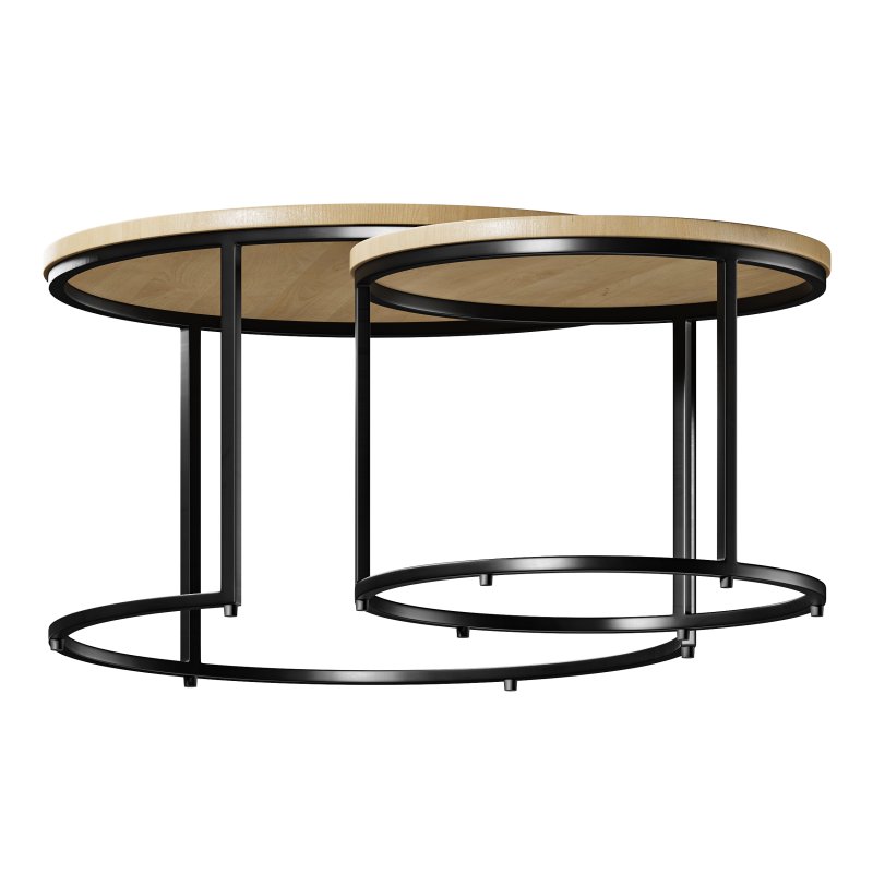 Set of 2 oak nesting coffee tables - Image 9